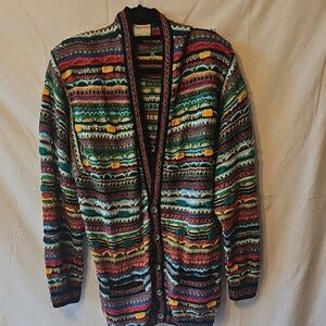 COOGI Unisex Cardigan Sweater with Intricate Patterns, Low Button Front, Tall XL